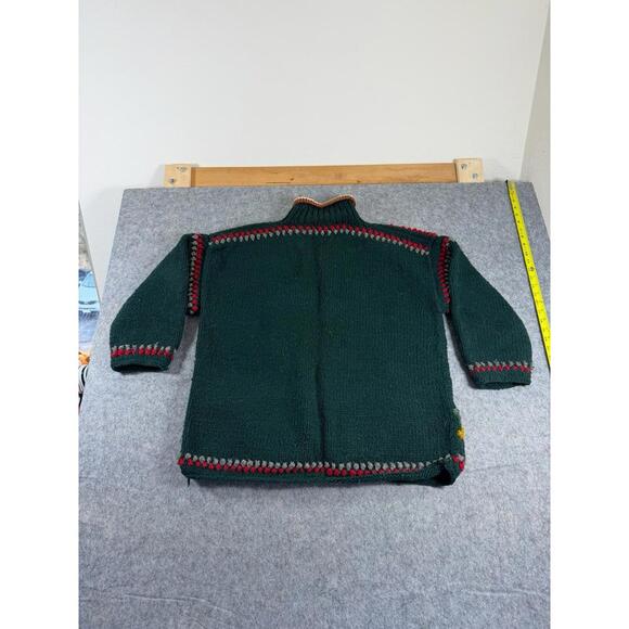 Vintage Rey Wear Wool Sweater Adult One Size Ecuador Knit Green Flower - Picture 2 of 6